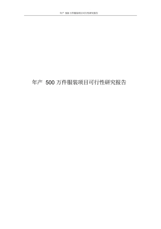 年产500万件服装项目可行性研究报告