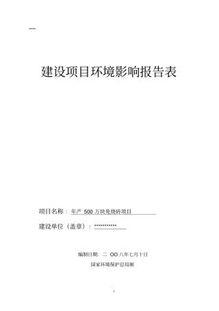 年产500万块免烧砖项目报告书