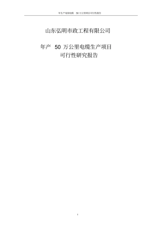 年产50万公里电缆生产线项目可行性研究报告