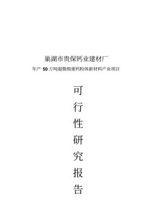 年产50万吨超微细重钙粉体新材料产业项目可行性研究报告