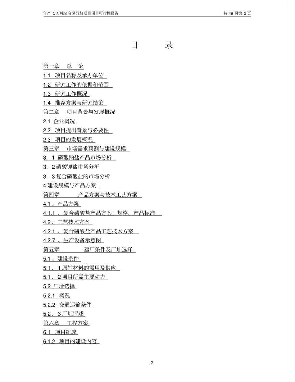 年产5万吨复合磷酸盐项目可行性研究报告书_第2页
