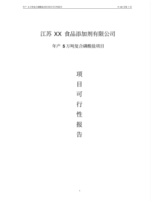 年产5万吨复合磷酸盐项目可行性研究报告书