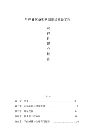年产5亿条塑料编织袋生产线项目可行性研究报告
