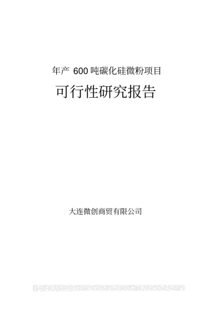 年产600吨碳化硅微粉项目可行性研究报告