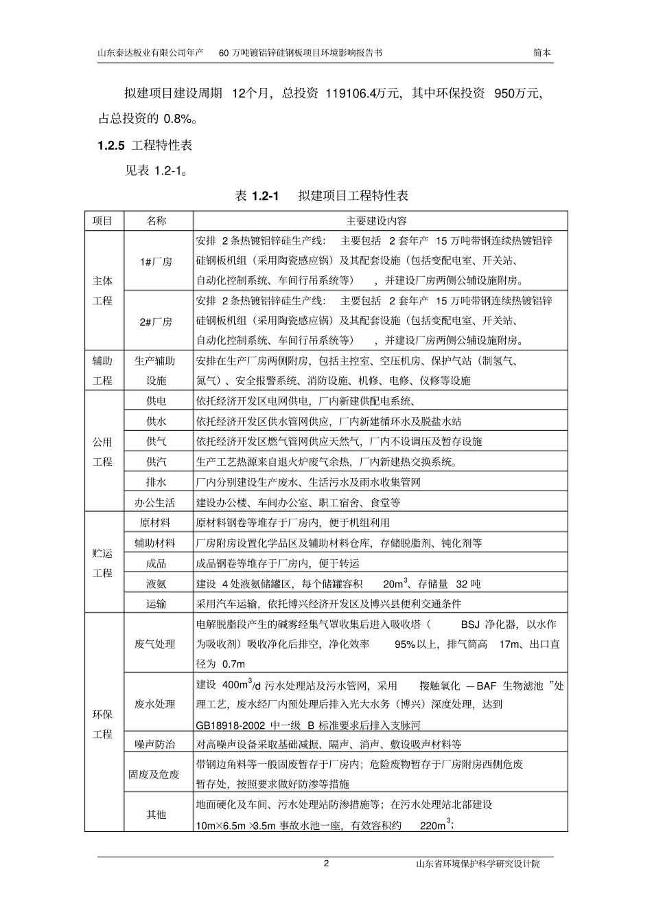 年产60万吨镀铝锌硅钢板项目建设环境影响评价评价报告书_第2页