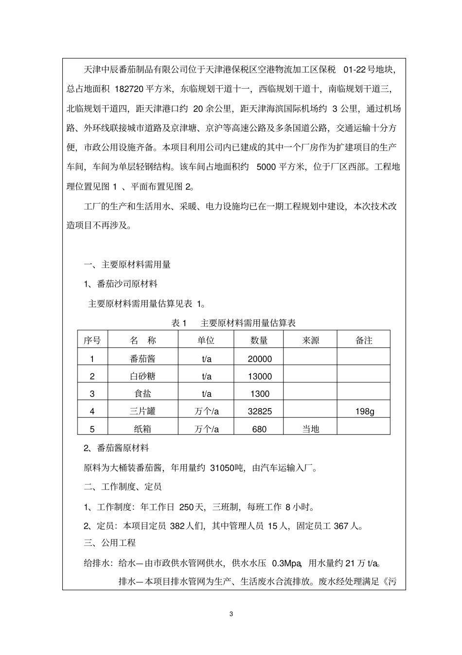 年产6500吨番茄沙司生产线扩建项目环境评价书表_第3页