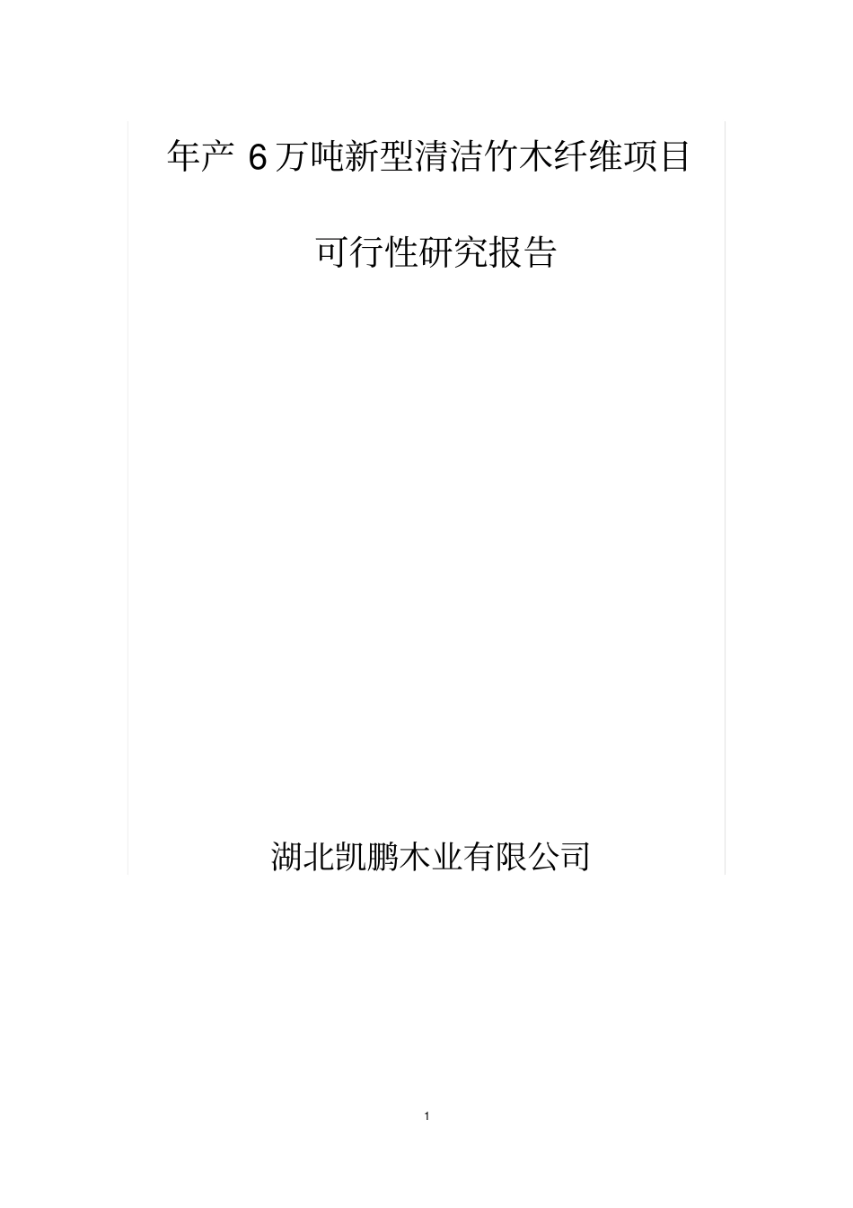 年产6万吨新型清洁竹木纤维项目可行性研究报告_第1页