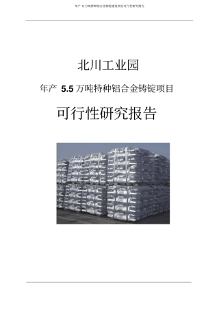 年产6万吨特种铝合金铸锭项目可行性研究报告