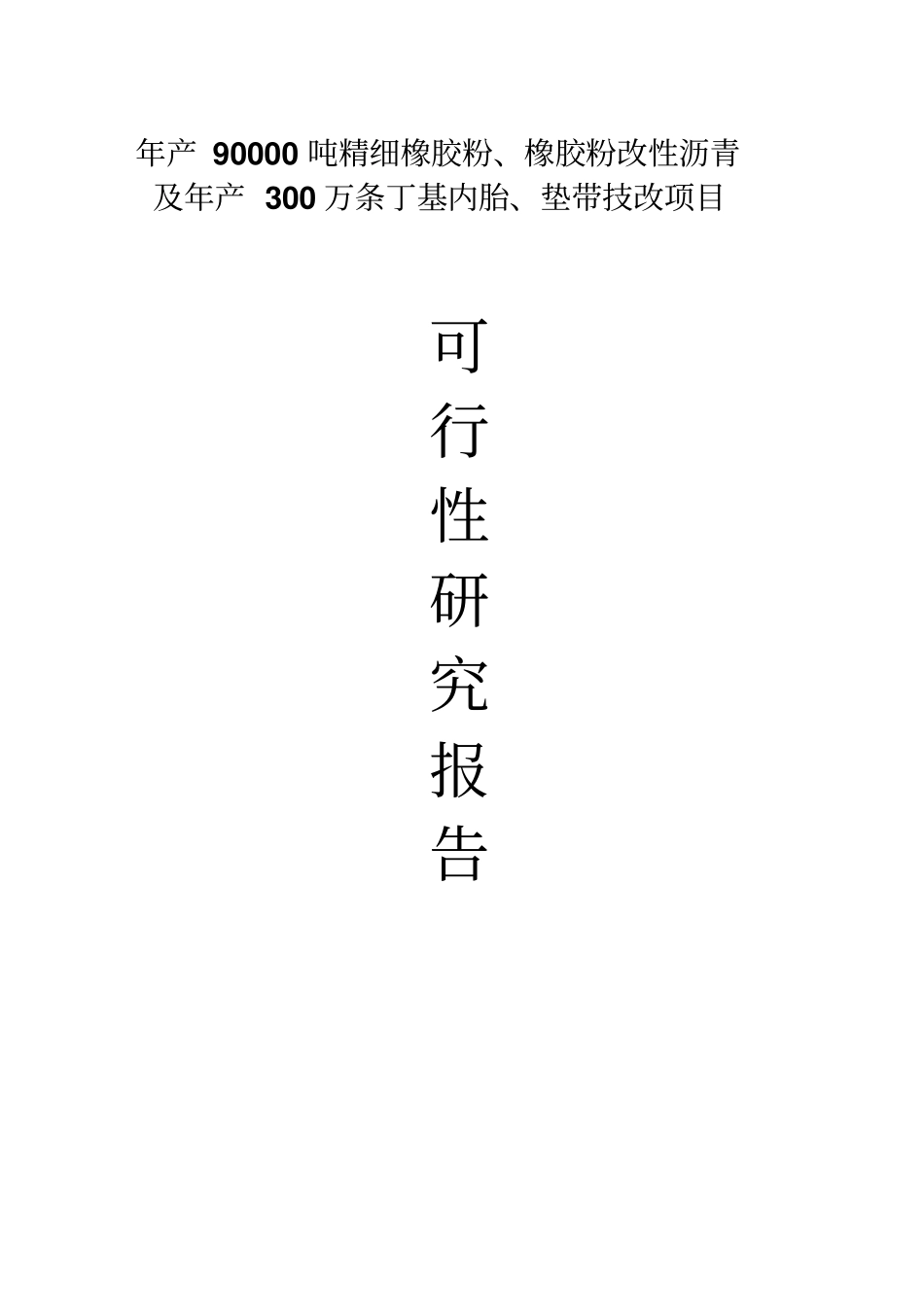 年产90000吨精细橡胶粉橡胶粉改性沥青及年产300万条丁级内垫带技改建设项目可行性研究报告_第1页