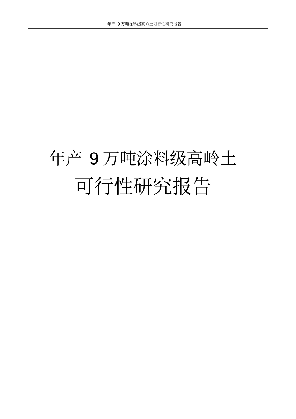 年产9万吨涂料级高岭土可行性研究报告_第1页