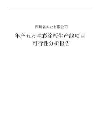 年产五万吨彩涂板生产线项目可行性研究报告