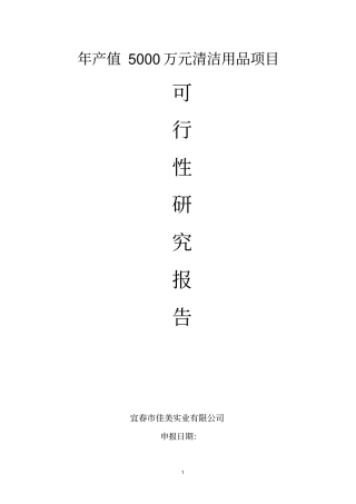年产值5000万元清洁用品项目可行性研究报告