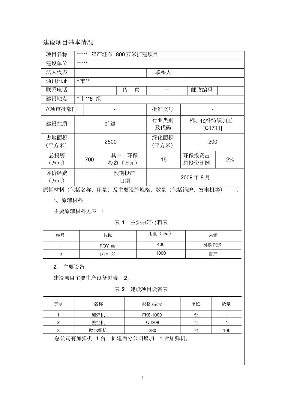 年产坯布800万米扩建项目可行性环境影响评价评价报告书_第3页