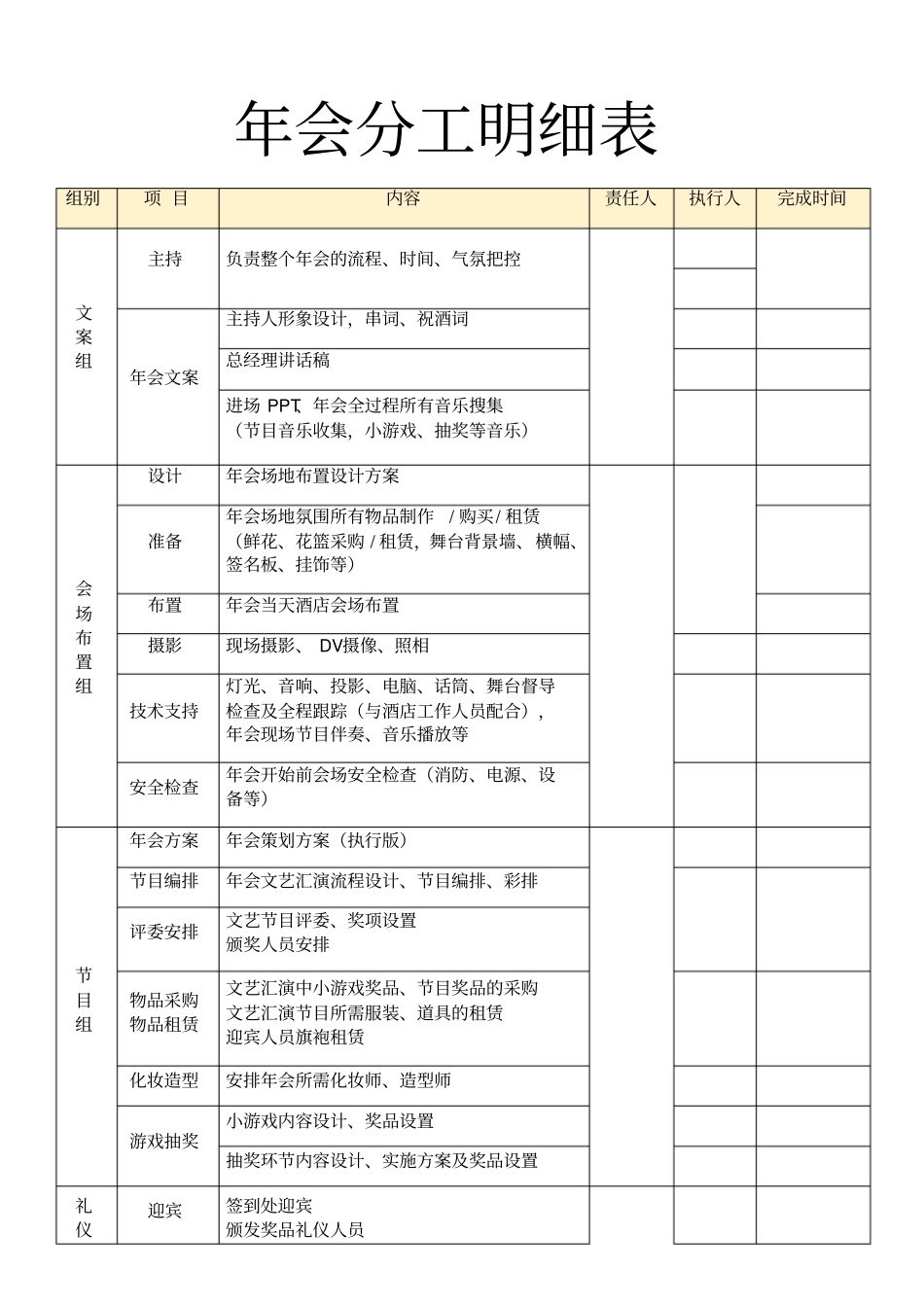 年会分工明细表_第1页
