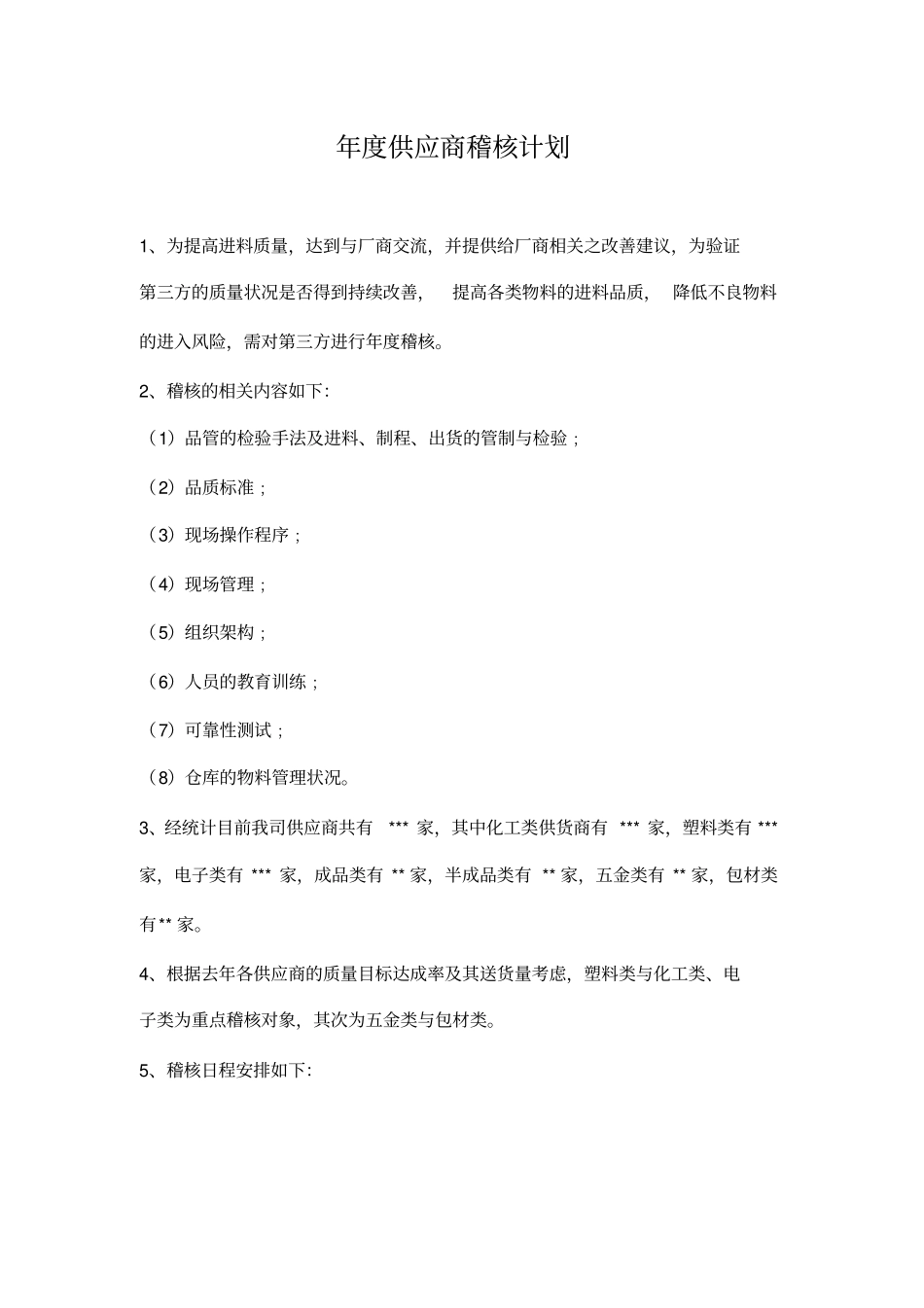 年供应商稽核计划_第1页