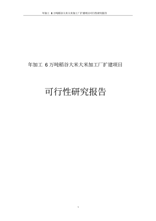 年加工6万吨稻谷大米大米加工厂扩建项目可行性研究报告