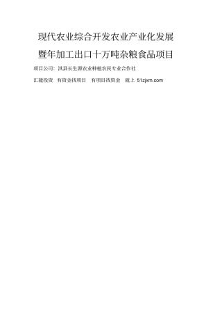 年加工出口十万吨杂粮食品项目建议书
