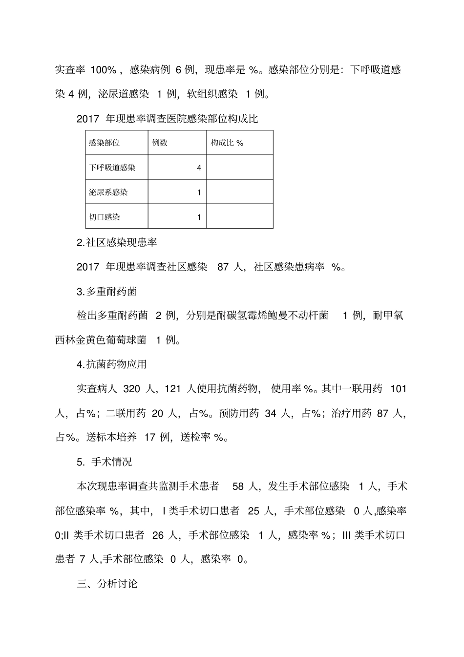年医院感染现患率调查分析总结报告_第2页