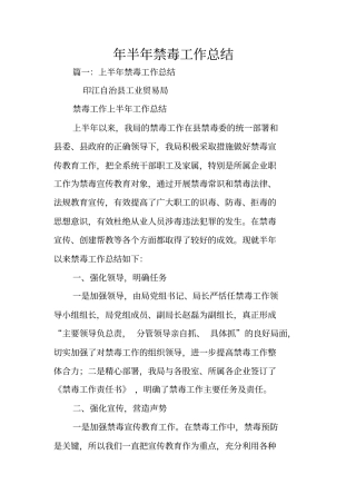 年半年禁毒工作总结