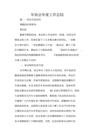 年协会年工作总结