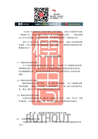 年培训需求调查分析报告汇编