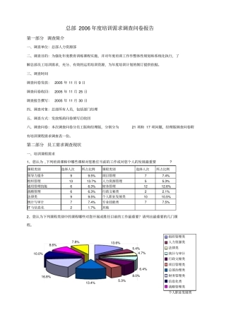 年培训需求调查问卷报告