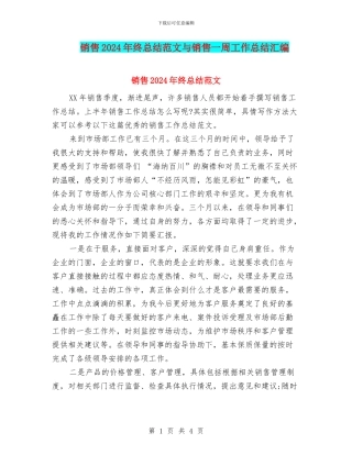 销售2024年终总结范文与销售一周工作总结汇编