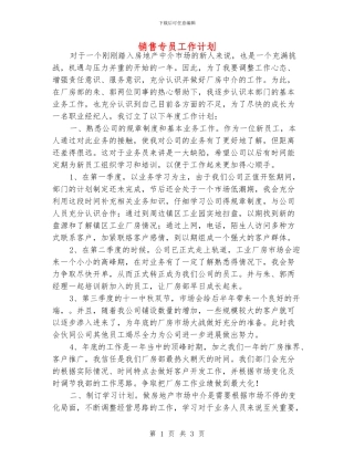 销售专员工作计划