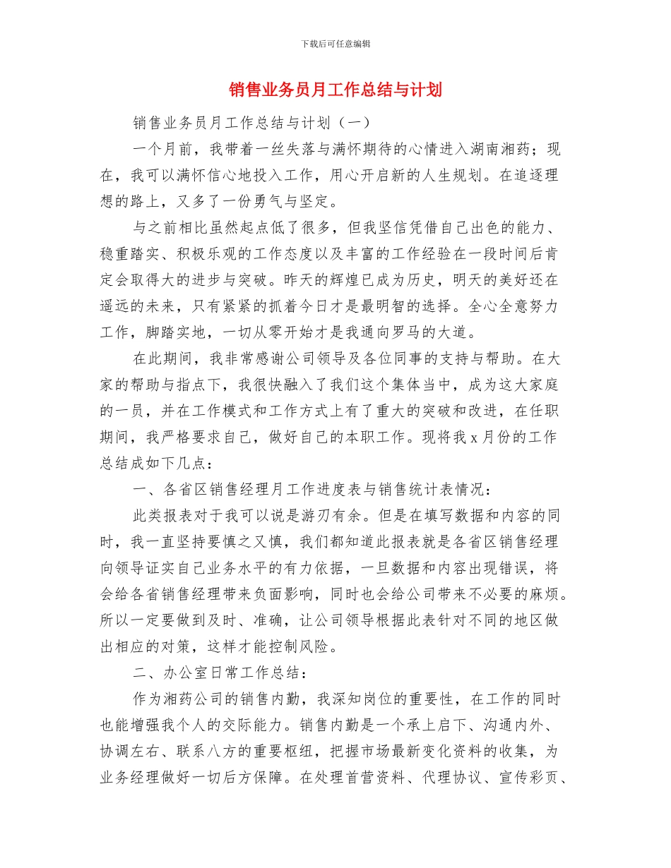 销售业务员年终工作总结与销售业务员月工作总结与计划汇编_第3页