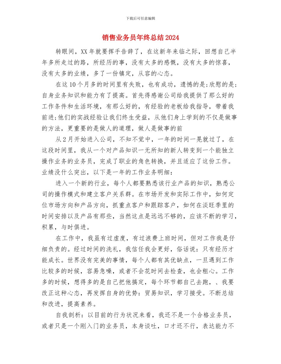 销售业务员年终总结与销售业务员年终总结2024年汇编_第2页