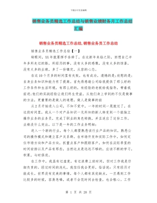 销售业务员精选工作总结与销售业绩财务月工作总结汇编
