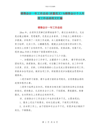 销售会计一年工作总结与销售会计个人年度工作总结范文汇编