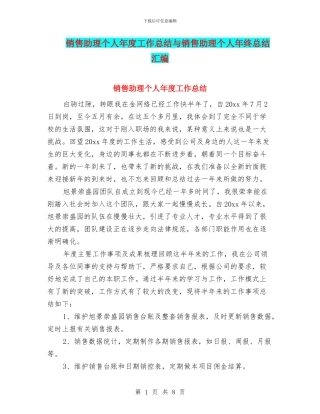 销售助理个人年度工作总结与销售助理个人年终总结汇编