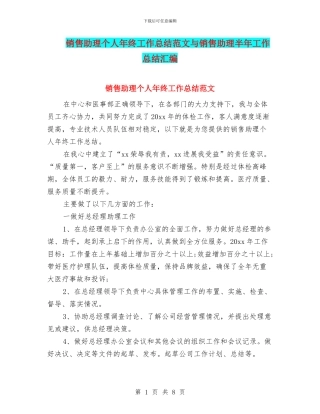 销售助理个人年终工作总结范文与销售助理半年工作总结汇编