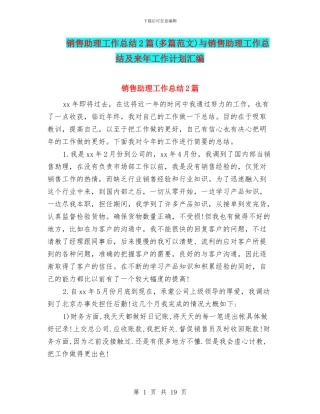 销售助理工作总结2篇与销售助理工作总结及来年工作计划汇编