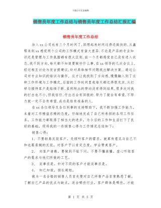 销售员年度工作总结与销售员年度工作总结汇报汇编