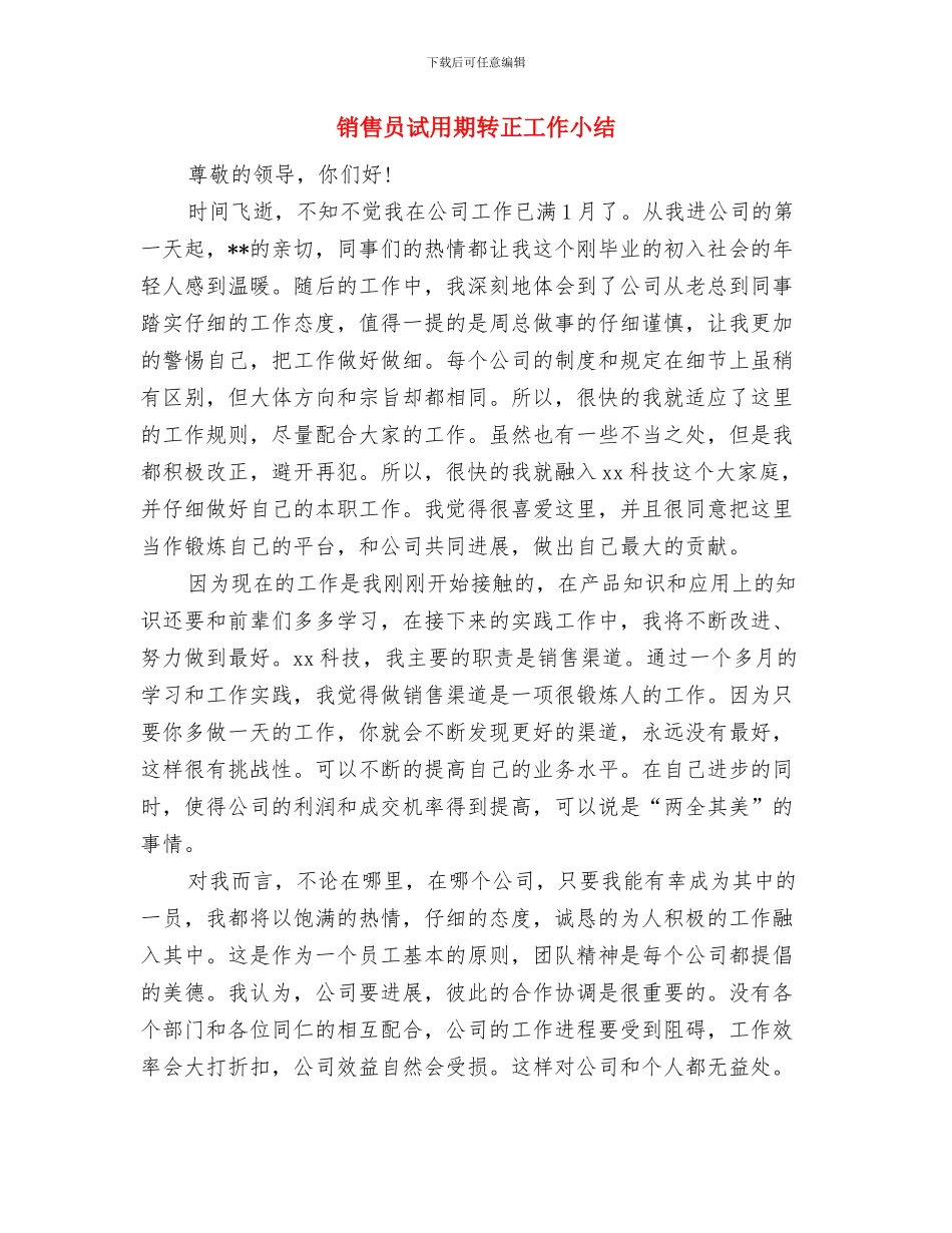 销售员试用期工作总结与销售员试用期转正工作小结汇编_第3页