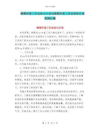 销售年度工作总结与计划与销售年度工作总结和计划范例汇编