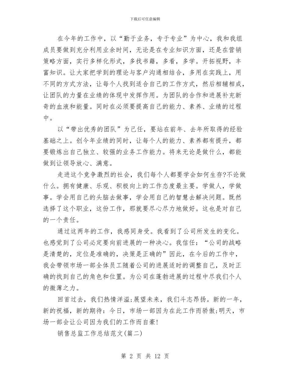 销售总监工作总结与销售总监工作总结最新汇编_第2页