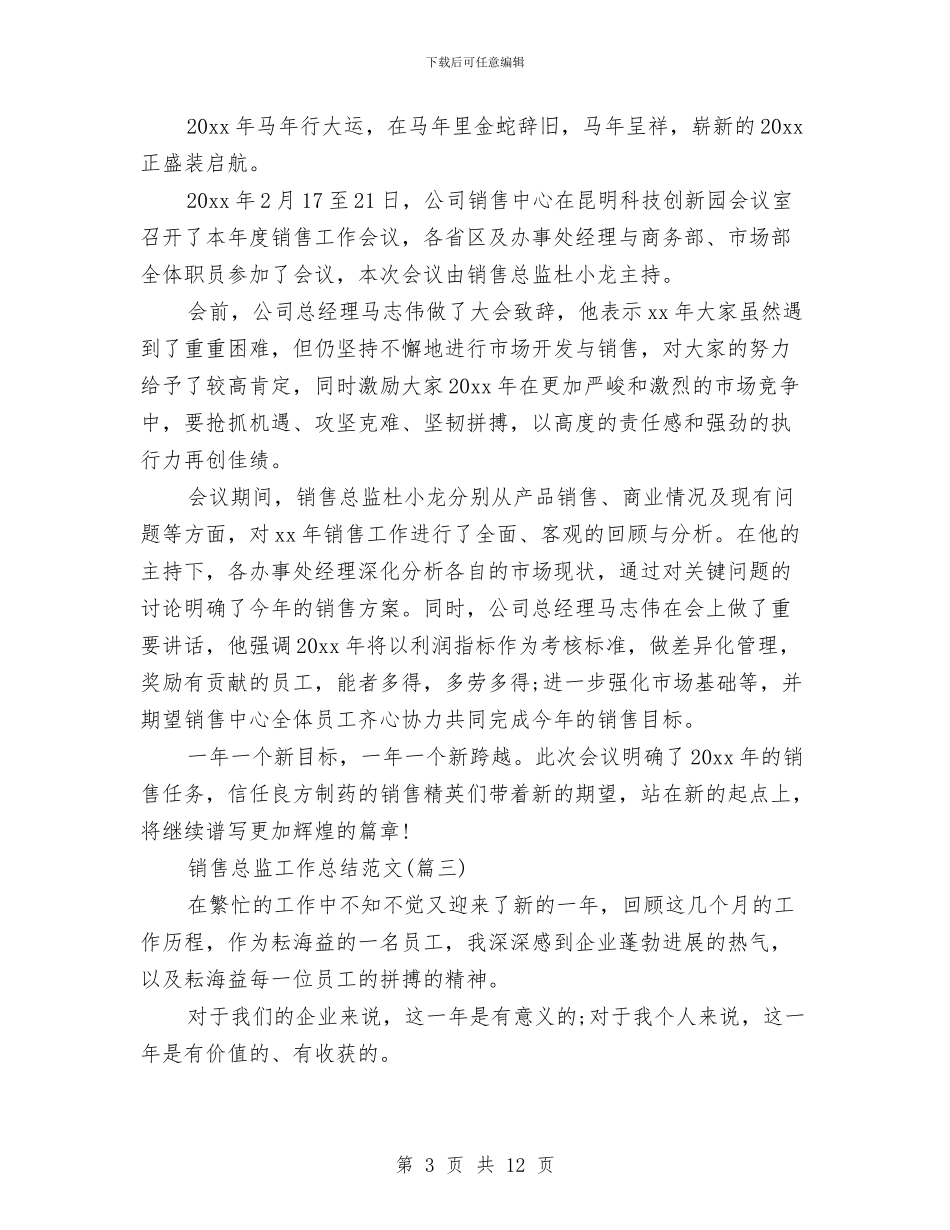 销售总监工作总结与销售总监工作总结最新汇编_第3页