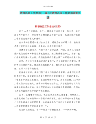 销售总监工作总结与销售总监工作总结最新汇编