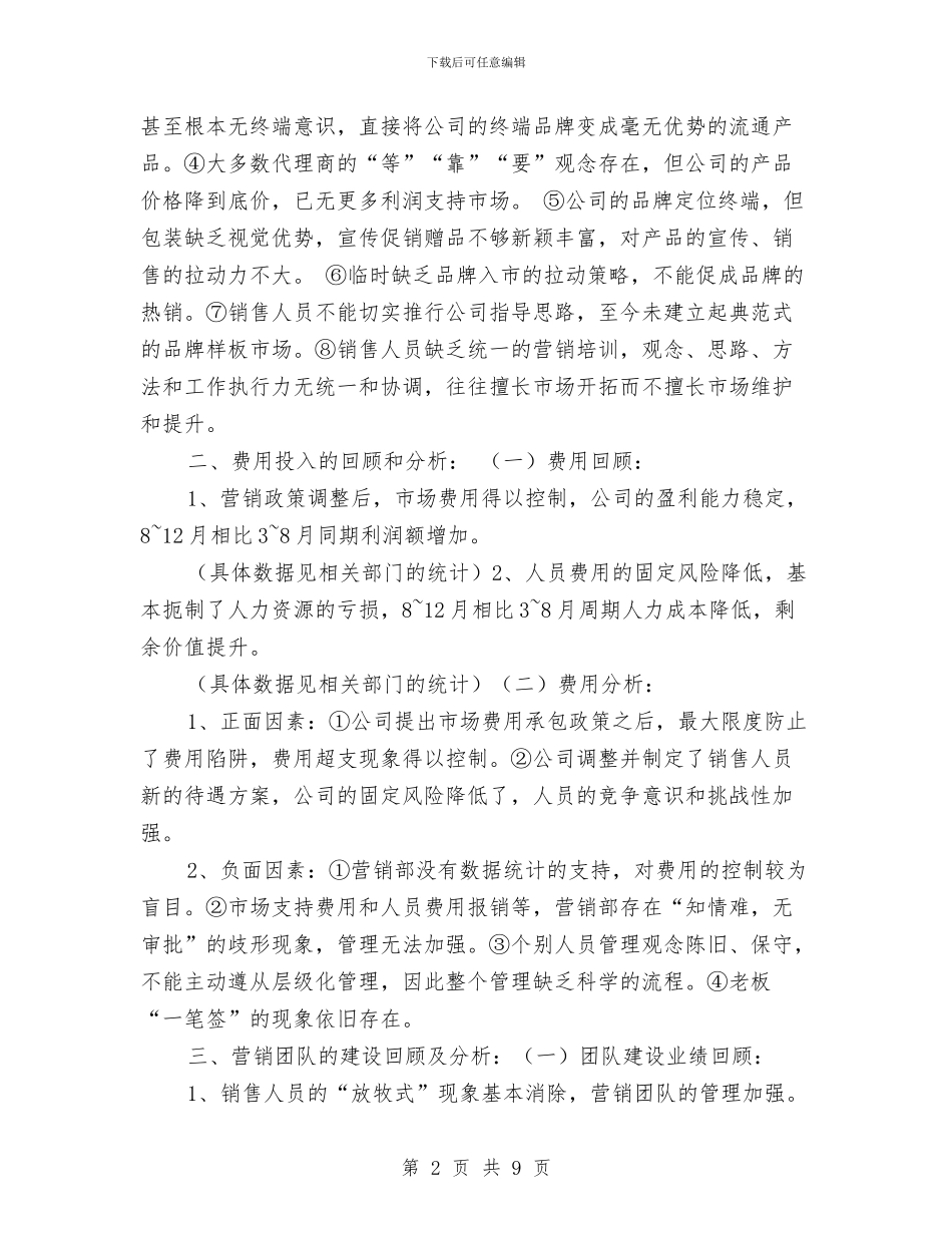 销售总监工作总结范本与销售总监年度个人工作总结与计划汇编_第2页