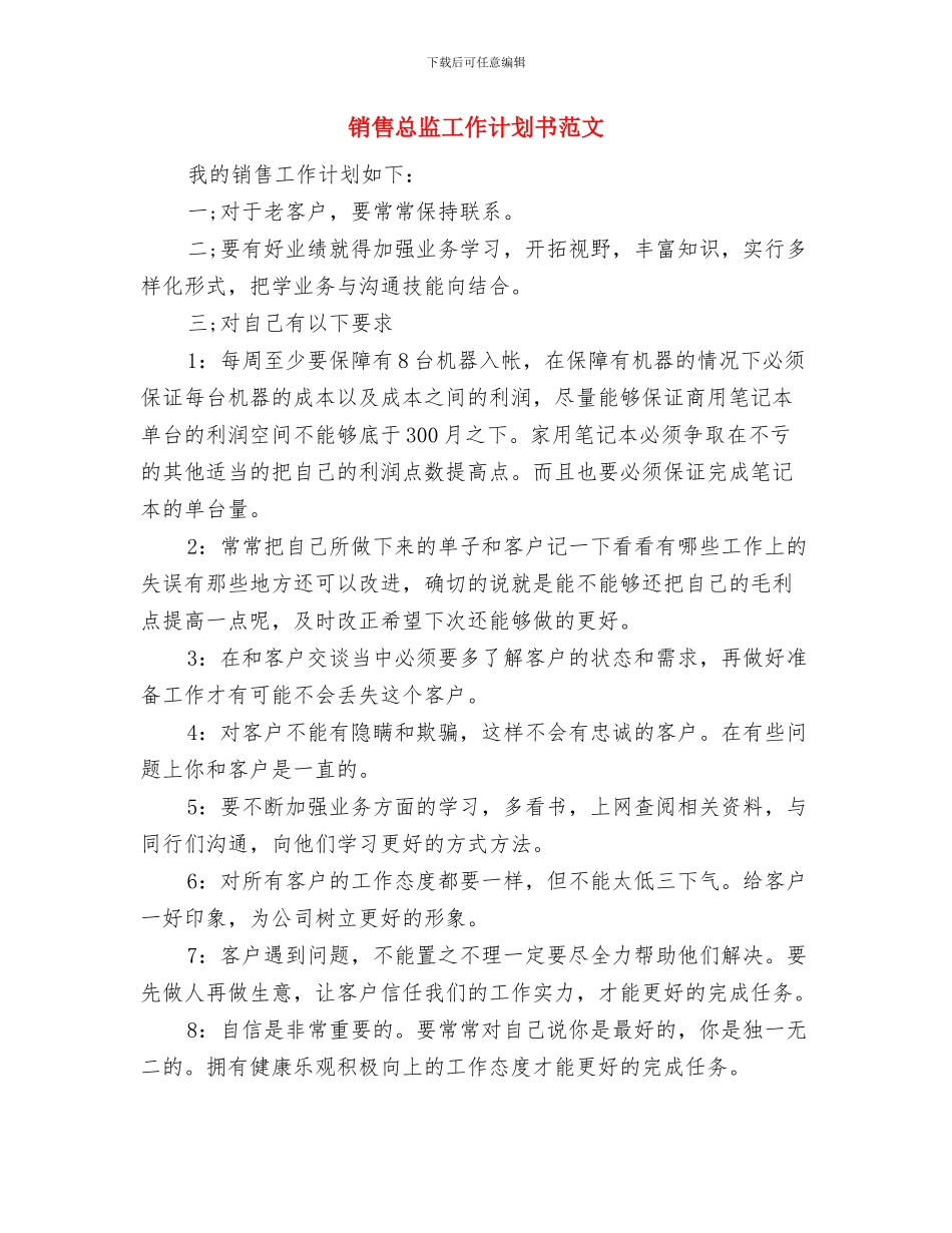 销售总监工作计划书2024与销售总监工作计划书范文汇编_第3页