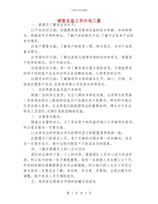 销售总监工作计划三篇