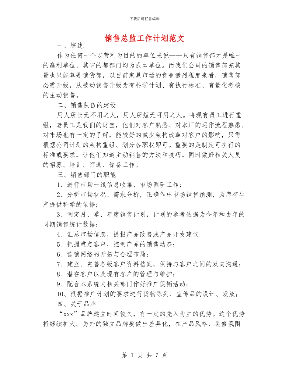 销售总监工作计划范文_第1页
