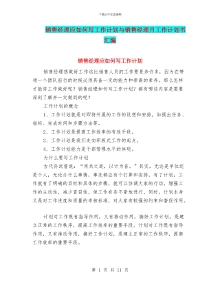 销售经理应如何写工作计划与销售经理月工作计划书汇编