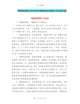 销售部营销工作总结与销售部试用期工作总结汇编