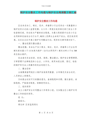 锅炉安全整改工作交流与锅炉安全阀调整方案汇编