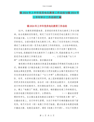 镇2024年上半年党员电化教育工作总结与镇2024年上半年审计工作总结汇编