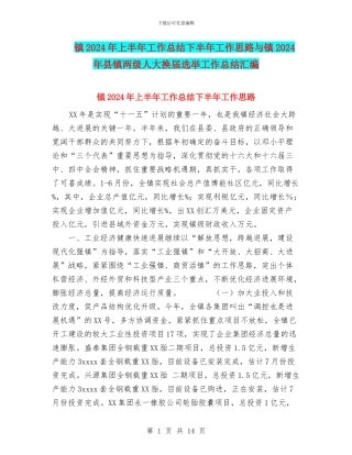 镇2024年上半年工作总结下半年工作思路与镇2024年县镇两级人大换届选举工作总结汇编